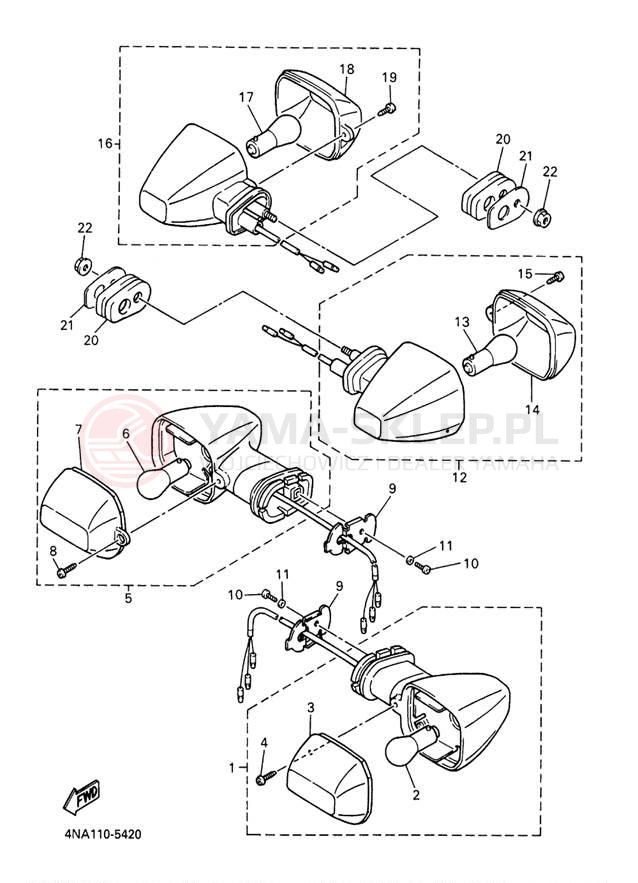 Schemat "kierunkowskazy" do Yamaha YZF600R YZF600RT/YZF600RTC