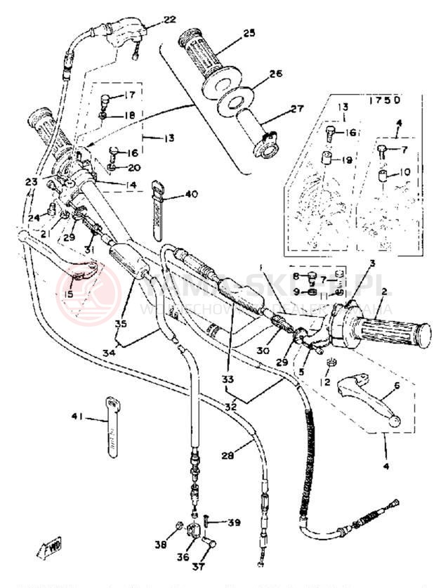 Schemat "Kierownica i osprzęt" do Yamaha IT175E