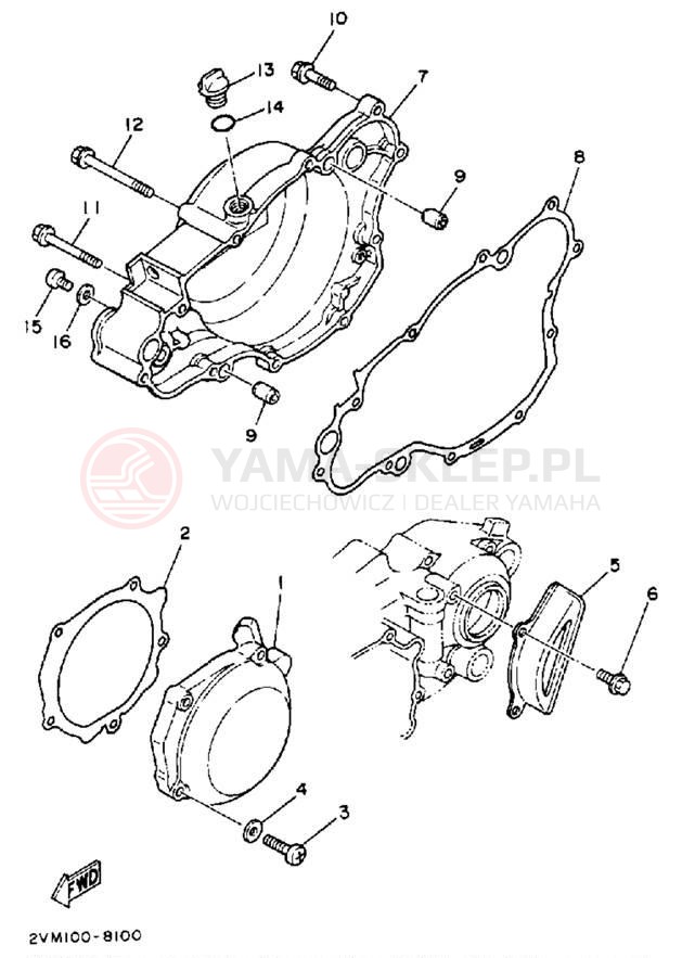 Schemat "Pokrywa silnika" do Yamaha YZ250U