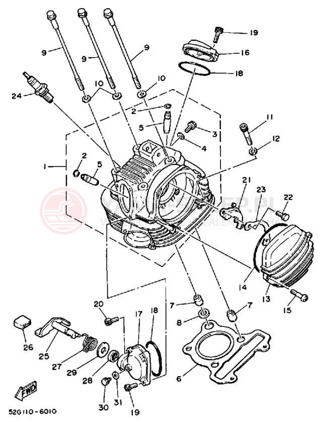 Schemat "głowica" do Yamaha YFM200DXS