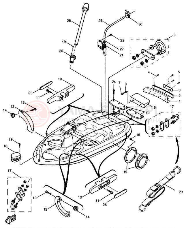 Schemat "HULL DECK FITTINGS" do Yamaha EXCITER EXT1100V