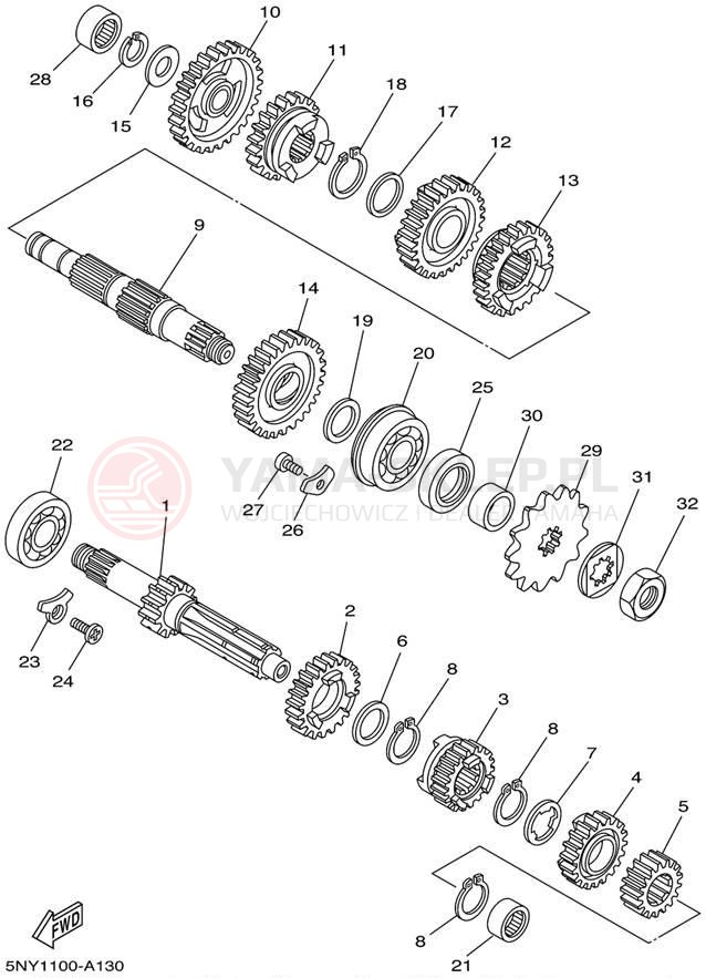 Schemat "Skrzynia biegów " do Yamaha YZ125 YZ125P