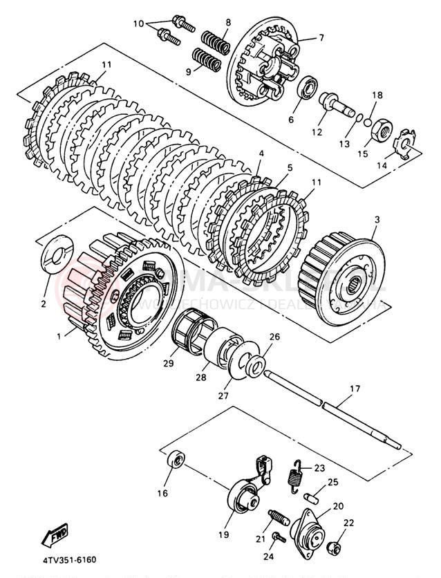 Schemat "sprzęgło" do Yamaha YZF600RJC/YZF600RJ