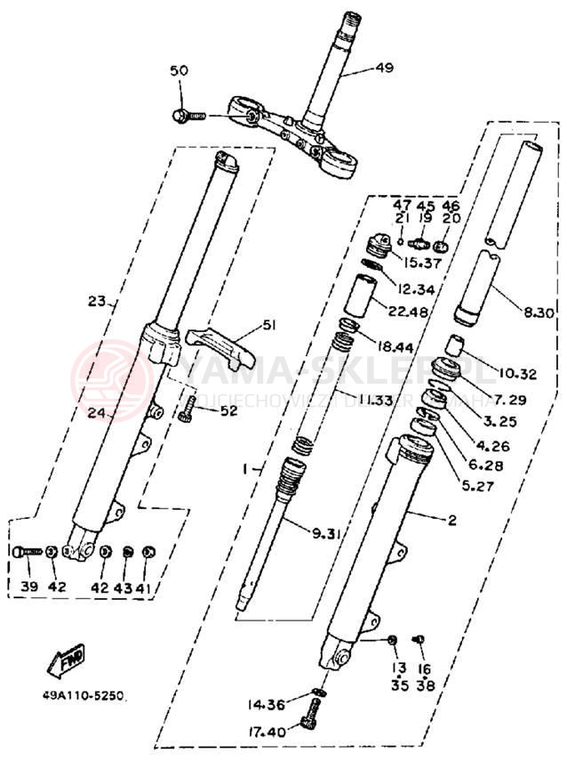 Schemat "Amortyzatory przód" do Yamaha FJ600LC/FJ600L