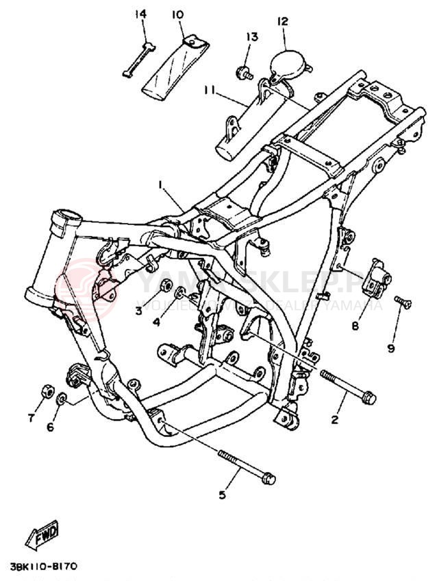 Schemat "rama" do Yamaha ENDURO DT50U/DT50L/DT50LC