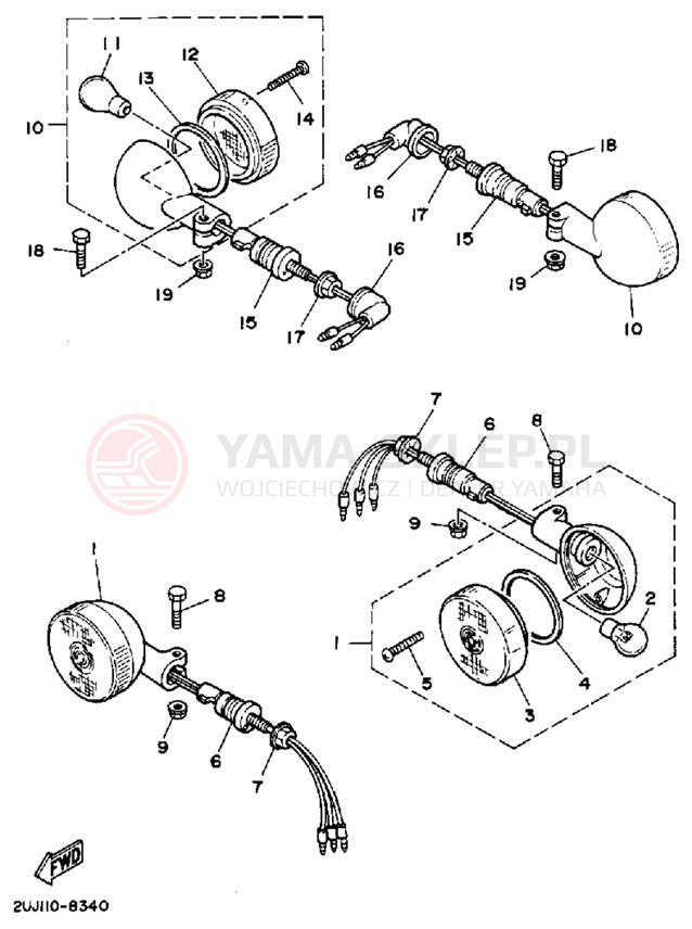 Schemat "kierunkowskazy" do Yamaha ROUTE 66 XV250AC/XV250A