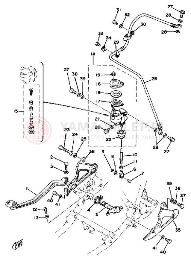 Schemat "Dźwignia hamulca tylnego" do Yamaha XS750SF
