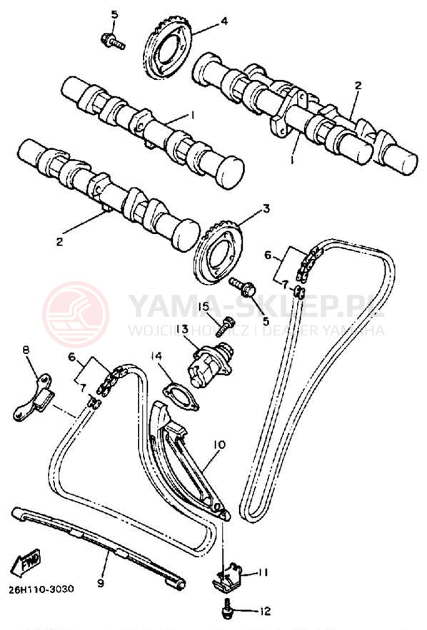 Schemat "Rozrząd - łańcuszek" do Yamaha XVZ13U/XVZ13UC