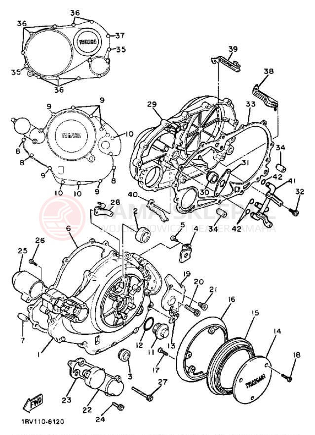 Schemat "Pokrywa silnika" do Yamaha VIRAGO 1100 XV1100U/XV1100UC