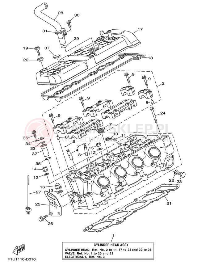 Schemat "głowica" do Yamaha AR230 High Output SRT1100AD