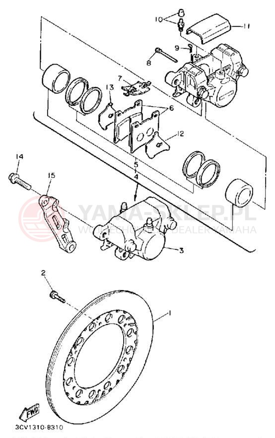 Schemat "Zacisk hamulcowy tylny" do Yamaha FJ1200AEC/FJ1200AE