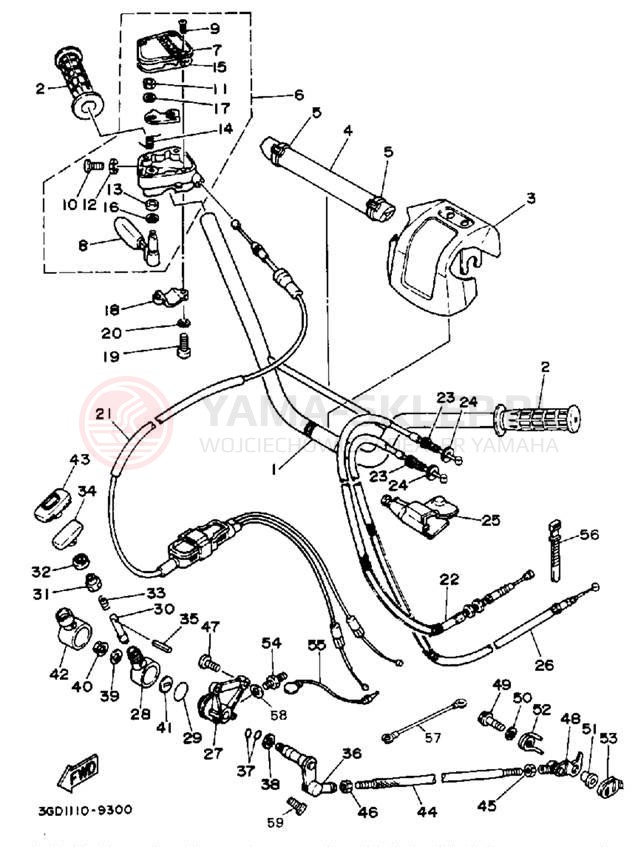 Schemat "Kierownica i osprzęt" do Yamaha WARRIOR YFM350XW