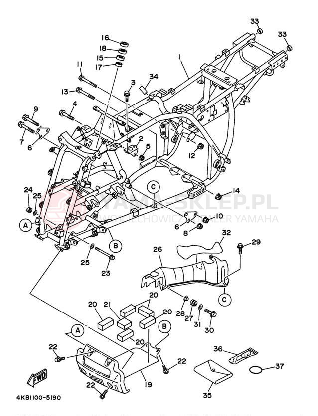 Schemat "rama" do Yamaha WOLVERINE YFM35FXK
