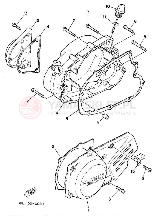 Schemat "Pokrywa silnika" do Yamaha RT100E
