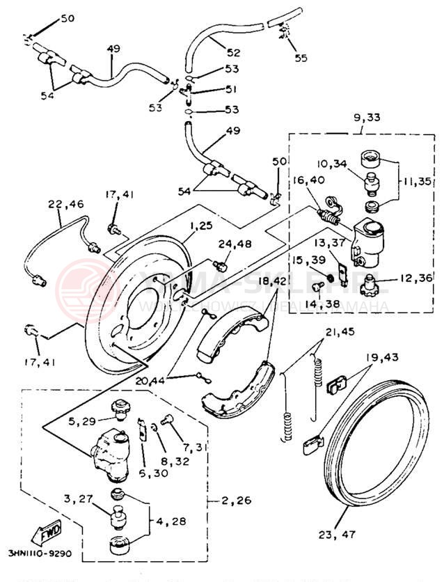 Schemat "Układ hamulcowy przód" do Yamaha BIG BEAR 4WD YFM350FWE_