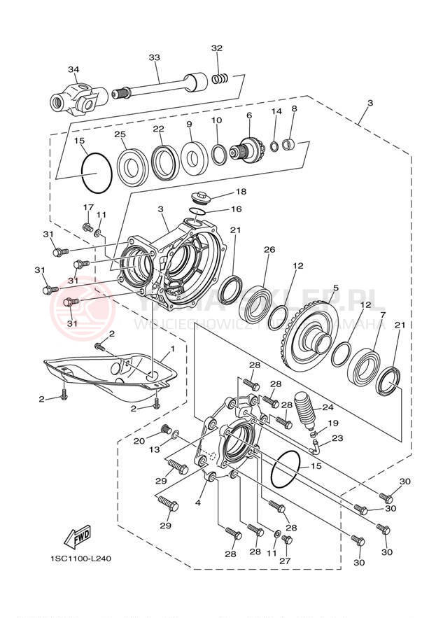 Schemat "Wał napędowy" do Yamaha GRIZZLY 300 YFM30GBL/YFM30GBGR