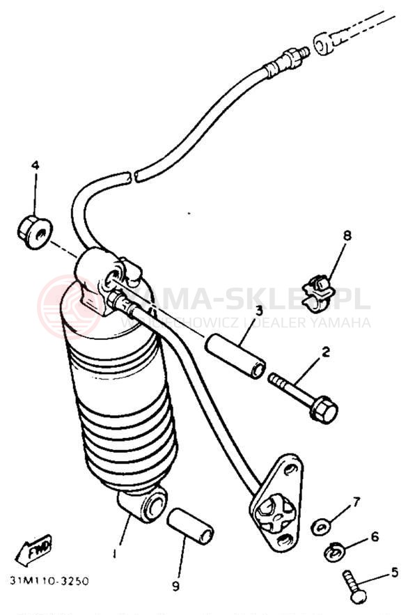 Schemat "zawieszenie tył" do Yamaha XVZ12DN