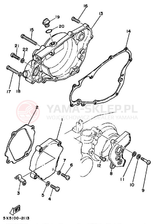 Schemat "Pokrywa silnika" do Yamaha YZ250L