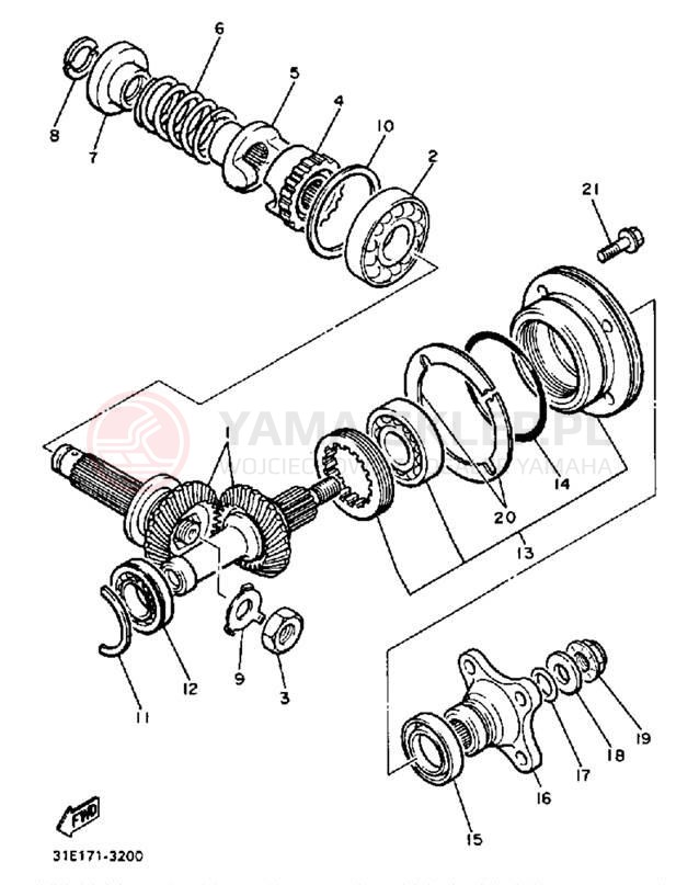 Schemat "Przeniesienie napędu" do Yamaha MAXIM XJ700S/XJ700SC