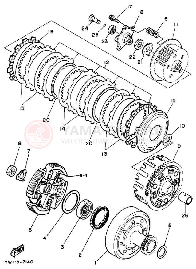 Schemat "sprzęgło" do Yamaha MOTO-4 YFM350ERT