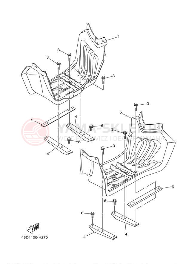 Schemat "Stopka postojowa i podnóżki" do Yamaha RAPTOR 90 YFM90RYB/YFM90RYL