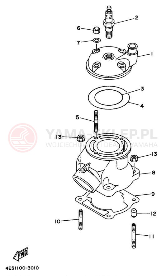 Schemat "cylinder" do Yamaha YZ80 YZ80K1