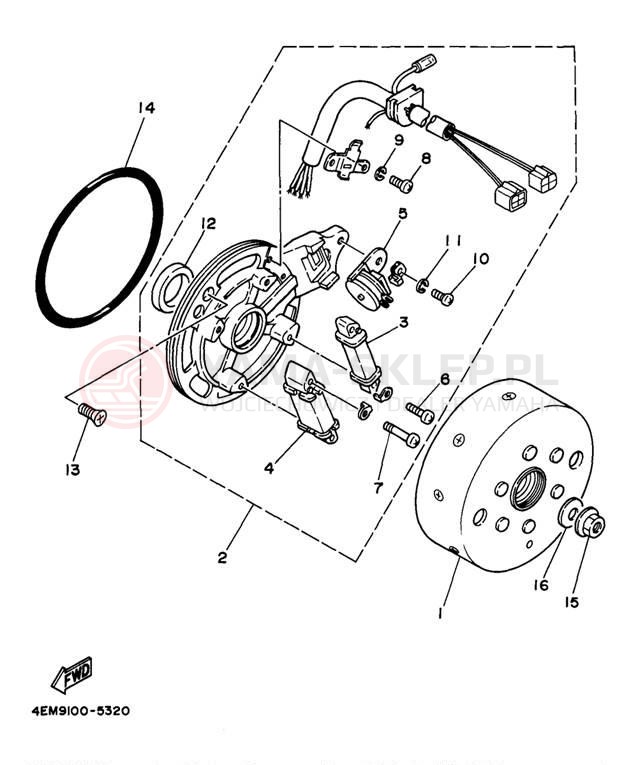 Schemat "prądnica" do Yamaha BADGER YFM80J