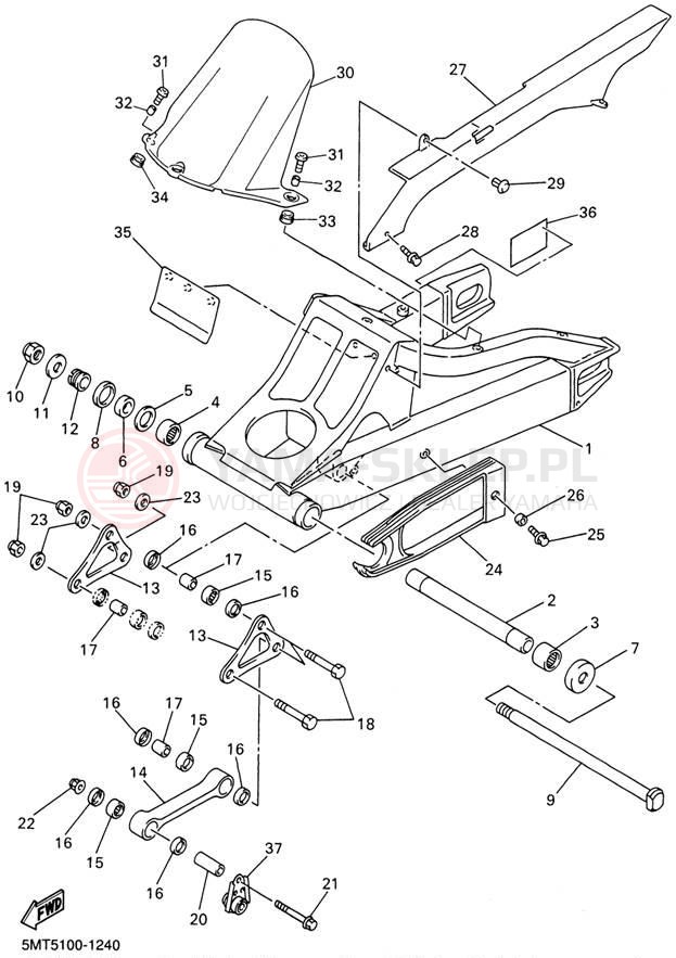 Schemat "wahacz" do Yamaha YZFR6 YZFR6NC/YZFR6N