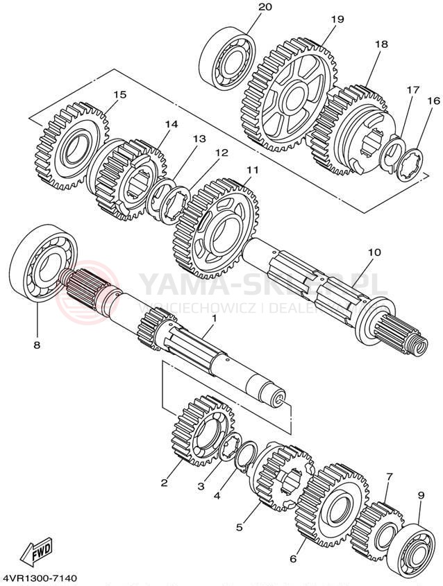 Schemat "Skrzynia biegów " do Yamaha V-STAR CUSTOM XVS650NC/XVS650N
