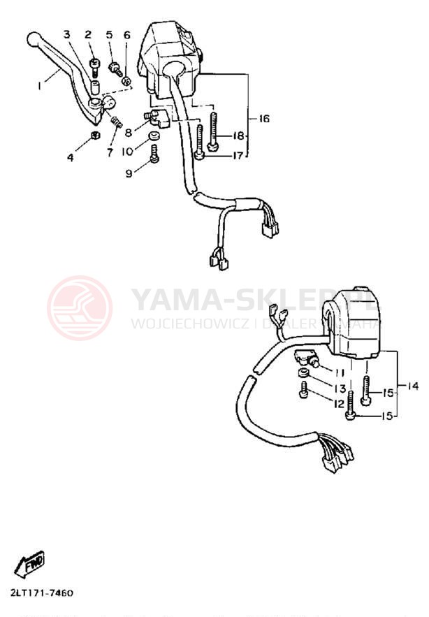 Schemat "Kierownica i osprzęt" do Yamaha V-MAX 1200 VMX12W/VMX12WC