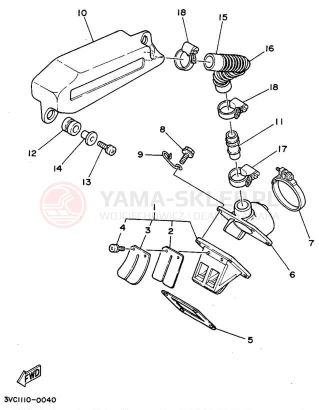 Schemat "Filtr powietrza" do Yamaha RT180A