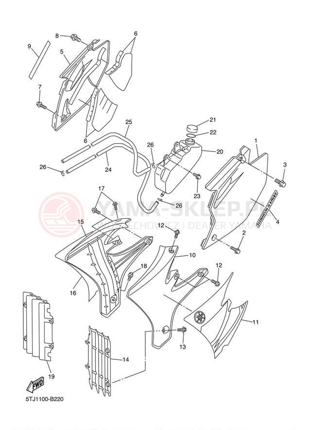 Schemat "Pokrywa boczna" do Yamaha WR250F WR250FR