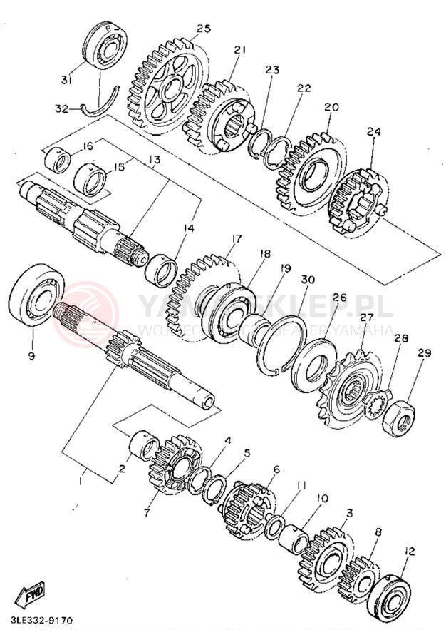 Schemat "Skrzynia biegów " do Yamaha FZR1000FC/FZR1000F