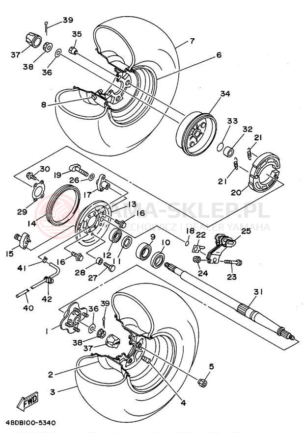 Schemat "Koło tył" do Yamaha YFB250G_MNH