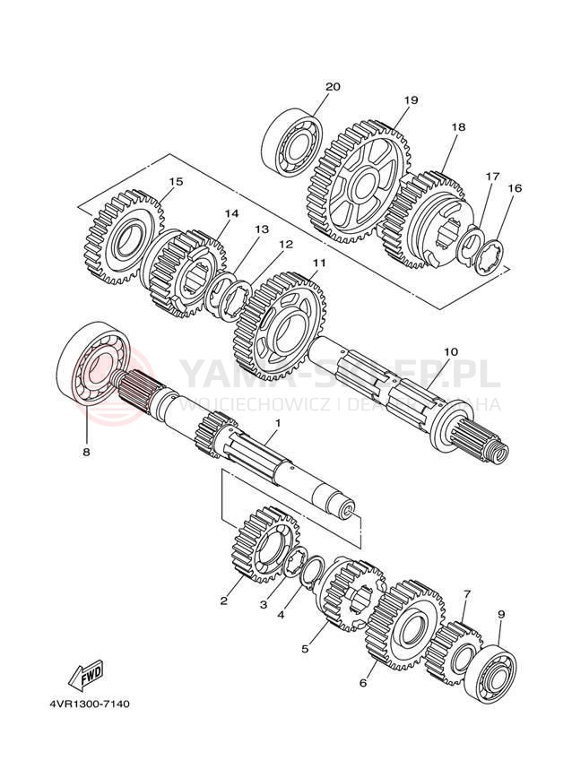 Schemat "Skrzynia biegów " do Yamaha V STAR CUSTOM XVS65S/XVS65SC