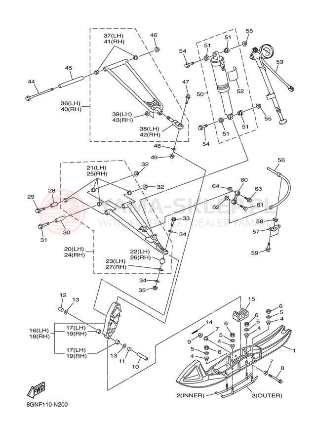 Schemat "płozy" do Yamaha PHAZER RTX PZ50RTEW
