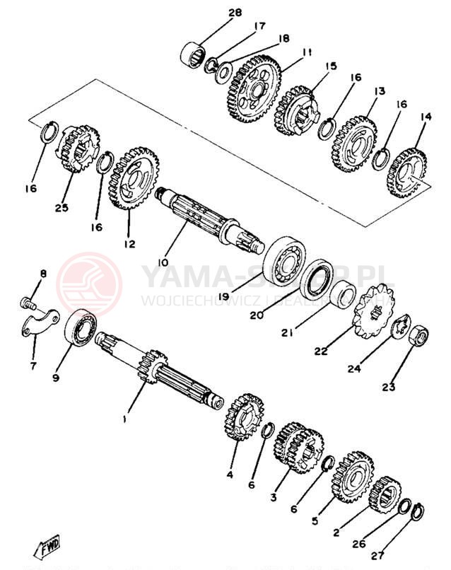 Schemat "Skrzynia biegów " do Yamaha YZ80H