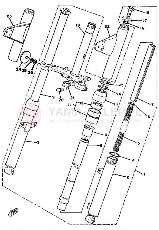 Schemat "Amortyzatory przód" do Yamaha LB50PH