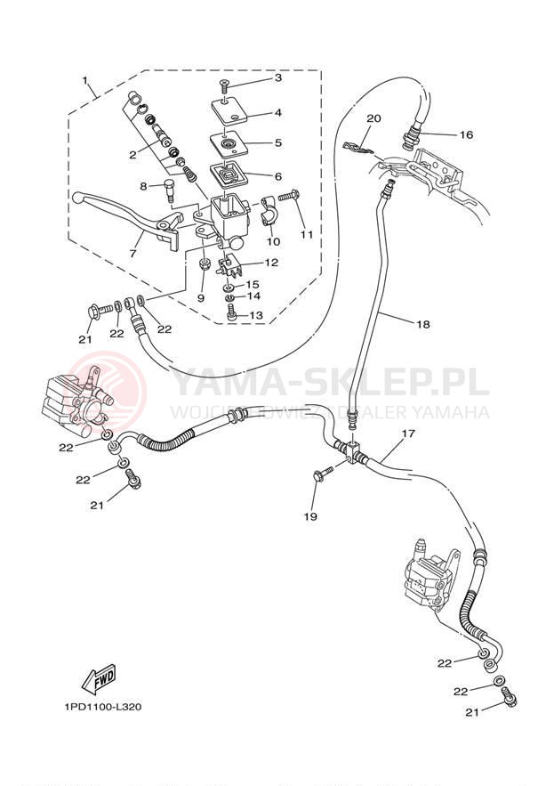 Schemat "Pompa hamulcowa przednia" do Yamaha YFZ450 YFZ45BB/YFZ45BW