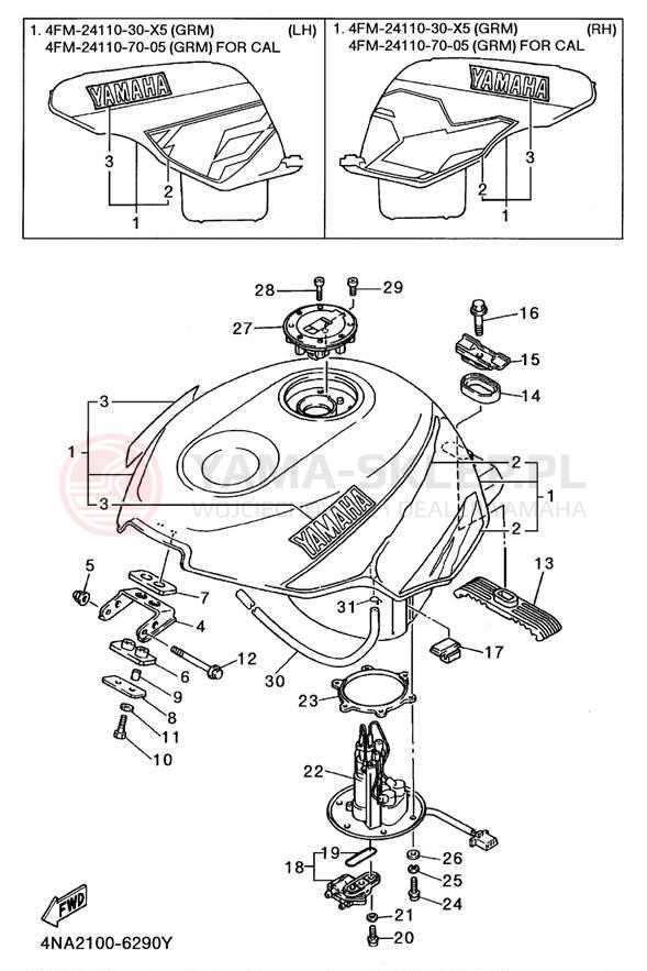 Schemat "zbiornik paliwa" do Yamaha YZF600RHC/YZF600RH