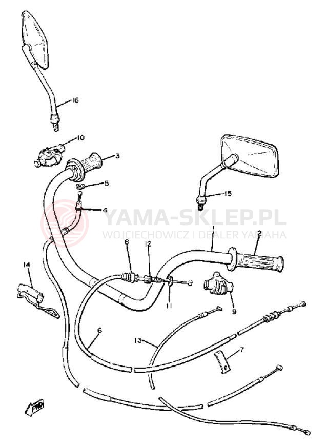 Schemat "Kierownica i osprzęt" do Yamaha XJ650 XJ650H