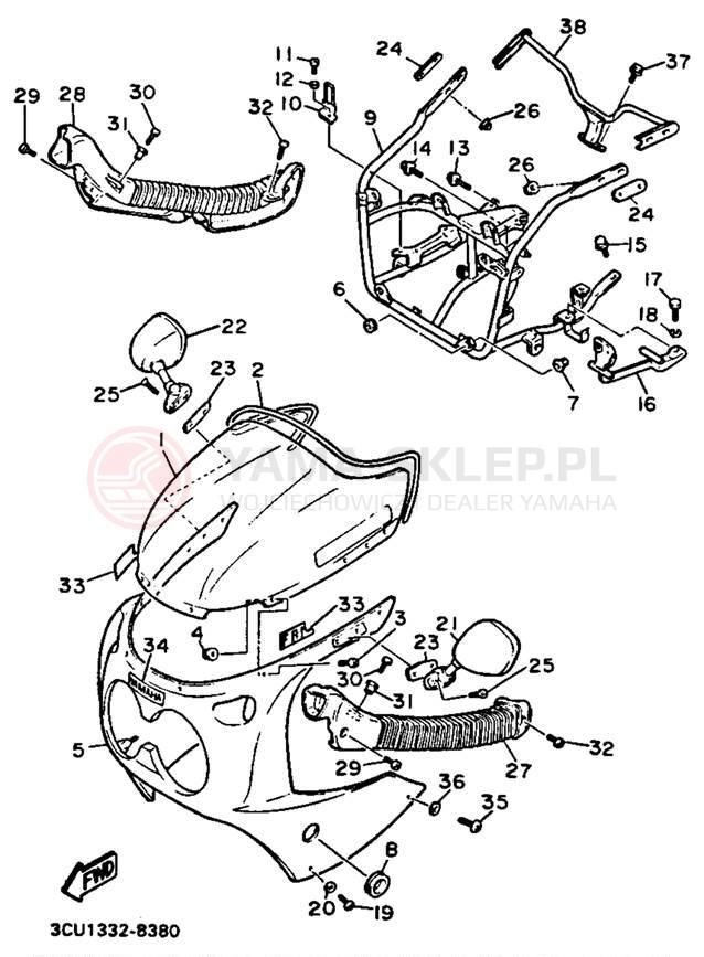 Schemat "Owiewki" do Yamaha FZR750RU