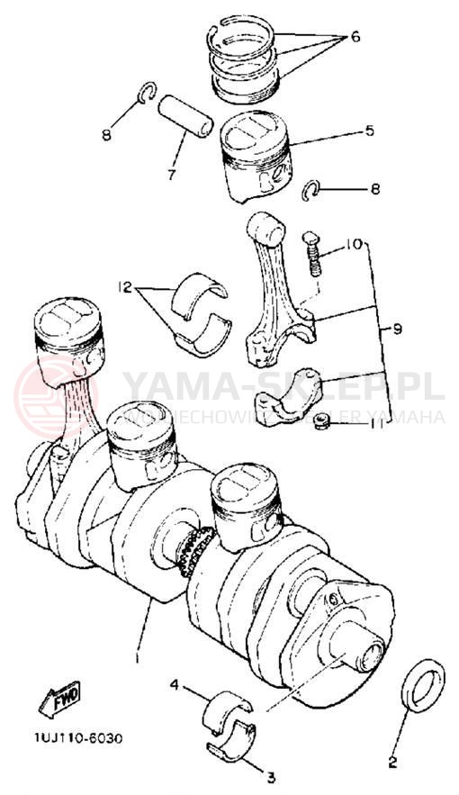 Schemat "Wał korbowy, tłok" do Yamaha FZ600T/FZ600TC