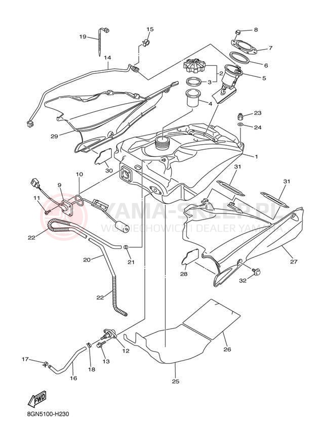 Schemat "zbiornik paliwa" do Yamaha PHAZER XTX PZ50XTEW