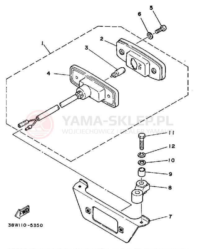 Schemat "lampa tył" do Yamaha YTZ250N