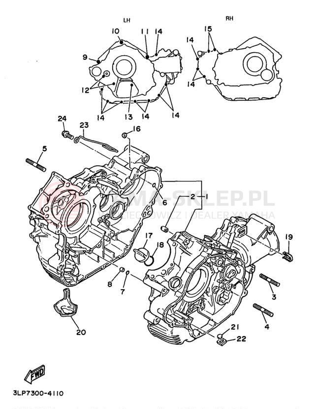 Schemat "Obudowa silnika" do Yamaha VIRAGO 750 XV750J1/XV750JC1