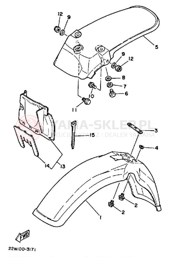 Schemat "błotnik" do Yamaha YZ80N