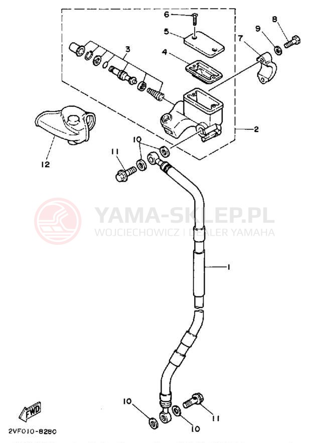Schemat "Pompa hamulcowa przednia" do Yamaha YZ80W