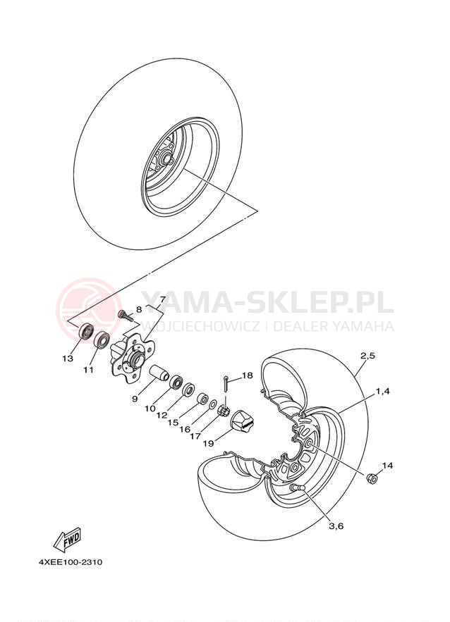 Schemat "Koło przód" do Yamaha BEAR TRACKER YFM250XR