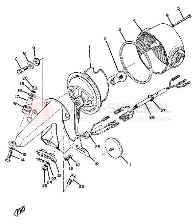 Schemat "lampa tył" do Yamaha DT100B